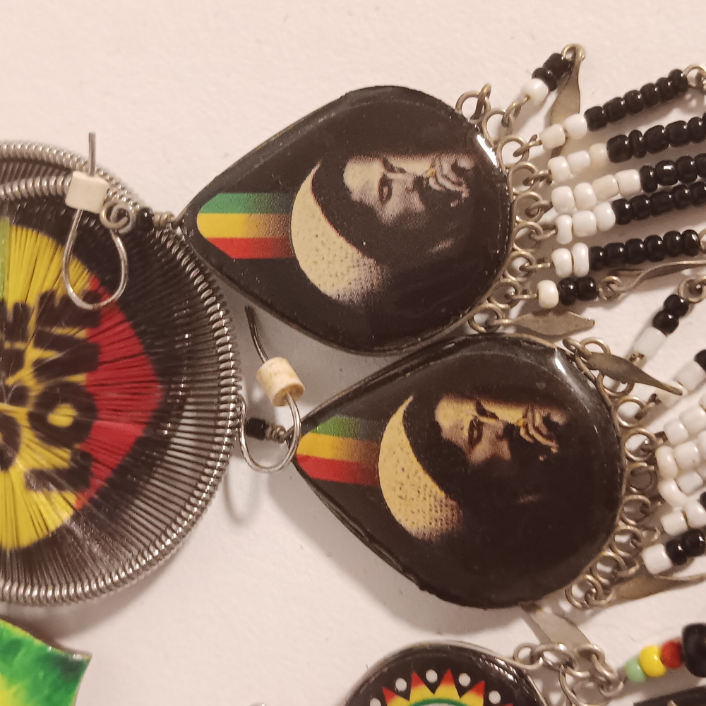 Reggae-Inspired Earring Lot with Rasta Colors